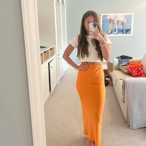 ORANGE MAXI SKIRT